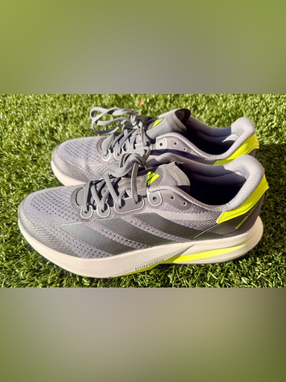 adidas Men’s Duramo Speed 2 Running Shoes size 12, Gray/Neon Yellow  Preowned